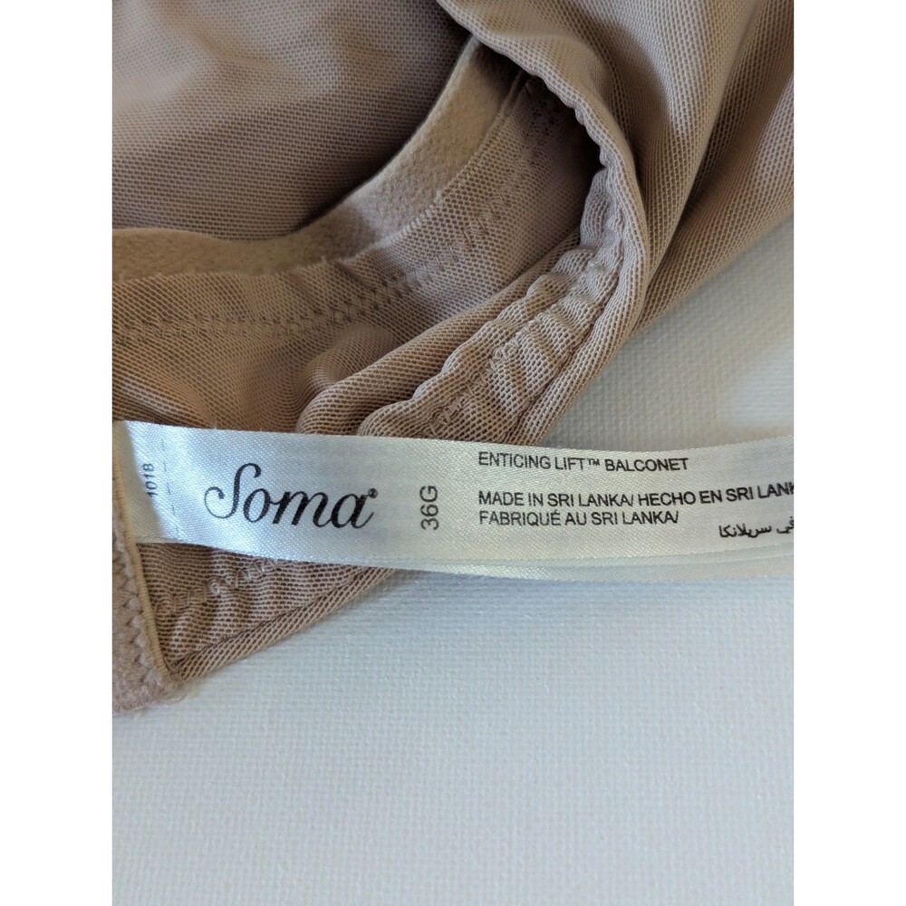 2 Soma Beige Underwire Bras Sz 36G Vanishing Back Front Closure & Enticing Lift - Picture 4 of 9